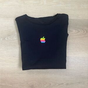 Apple Black T-Shirt with Rainbow Logo